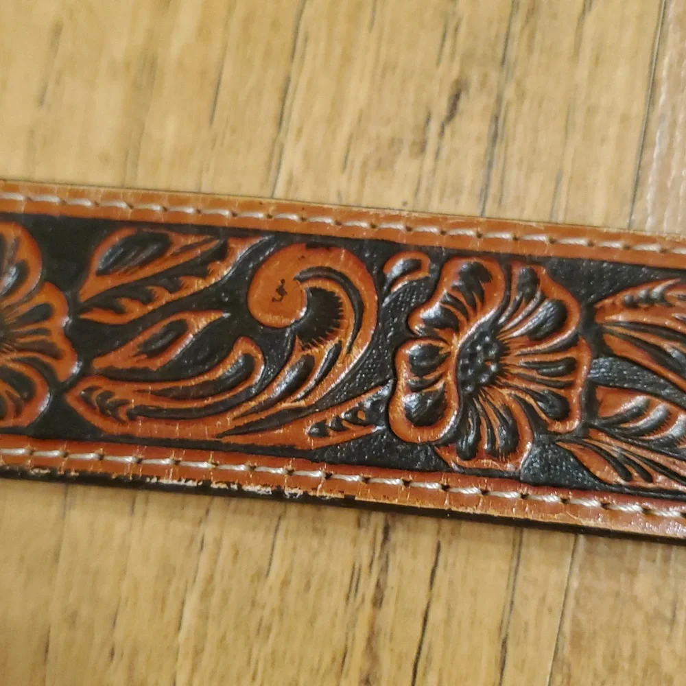 Justin Lil Trigger‎ Brown Leather Belt With Pistol Gun Belt Buckle Boys Size 23